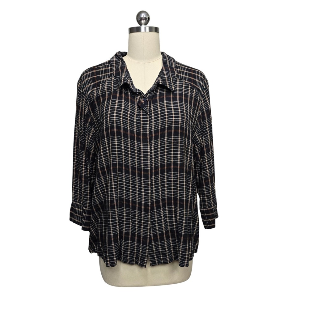 Poetry Women's Size 18 Plaid Button Up Shirt Long Sleeve Relaxed Fit